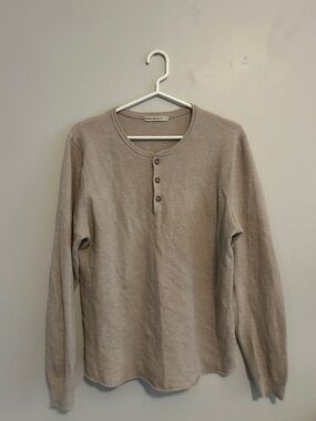 Marine Layer Men's Long-Sleeve Waffle Henley - Beige